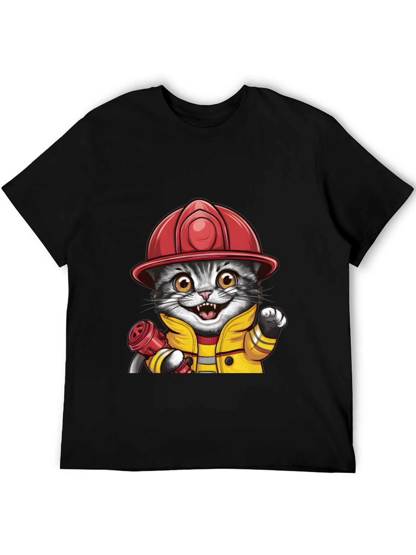 Firefighter Cat T-Shirt - Cute & Funny