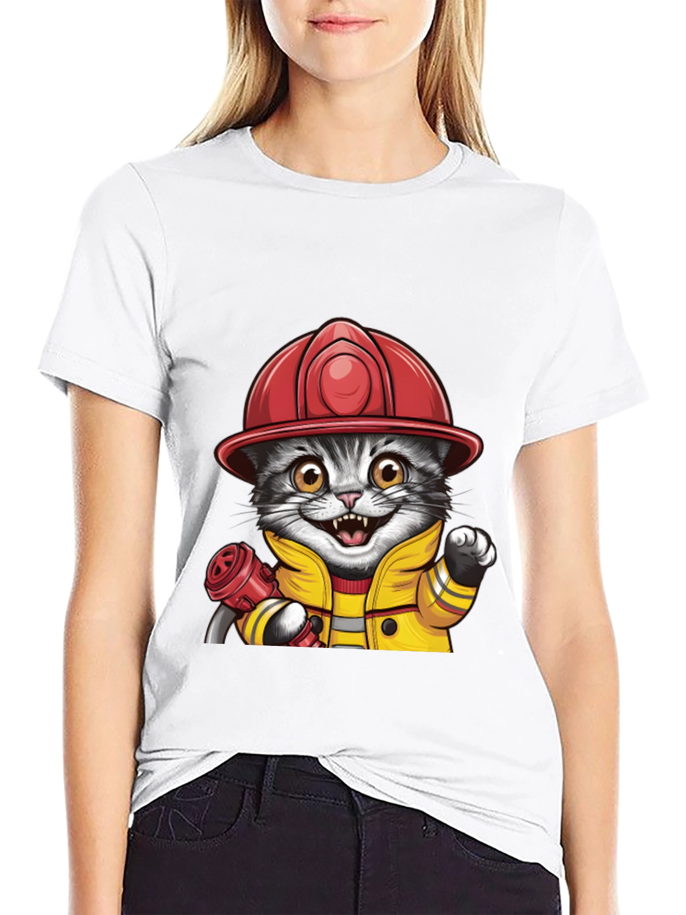 Firefighter Cat T-Shirt - Cute & Funny