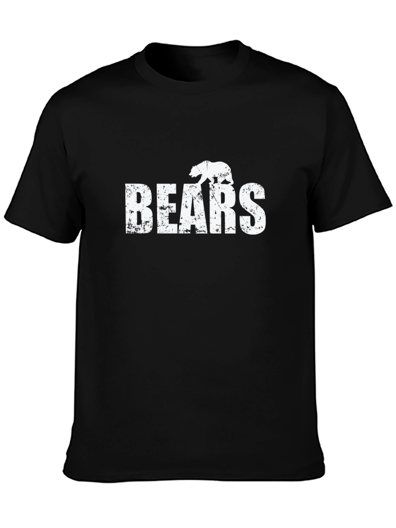Distressed Bears Graphic Tee - Black Cotton Casual Shirt