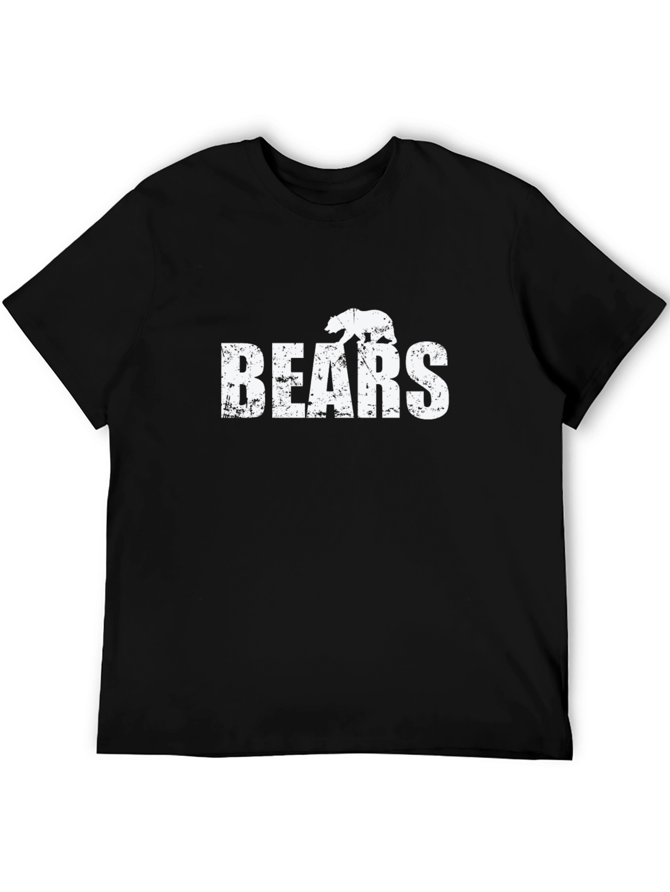 Distressed Bears Graphic Tee - Black Cotton Casual Shirt