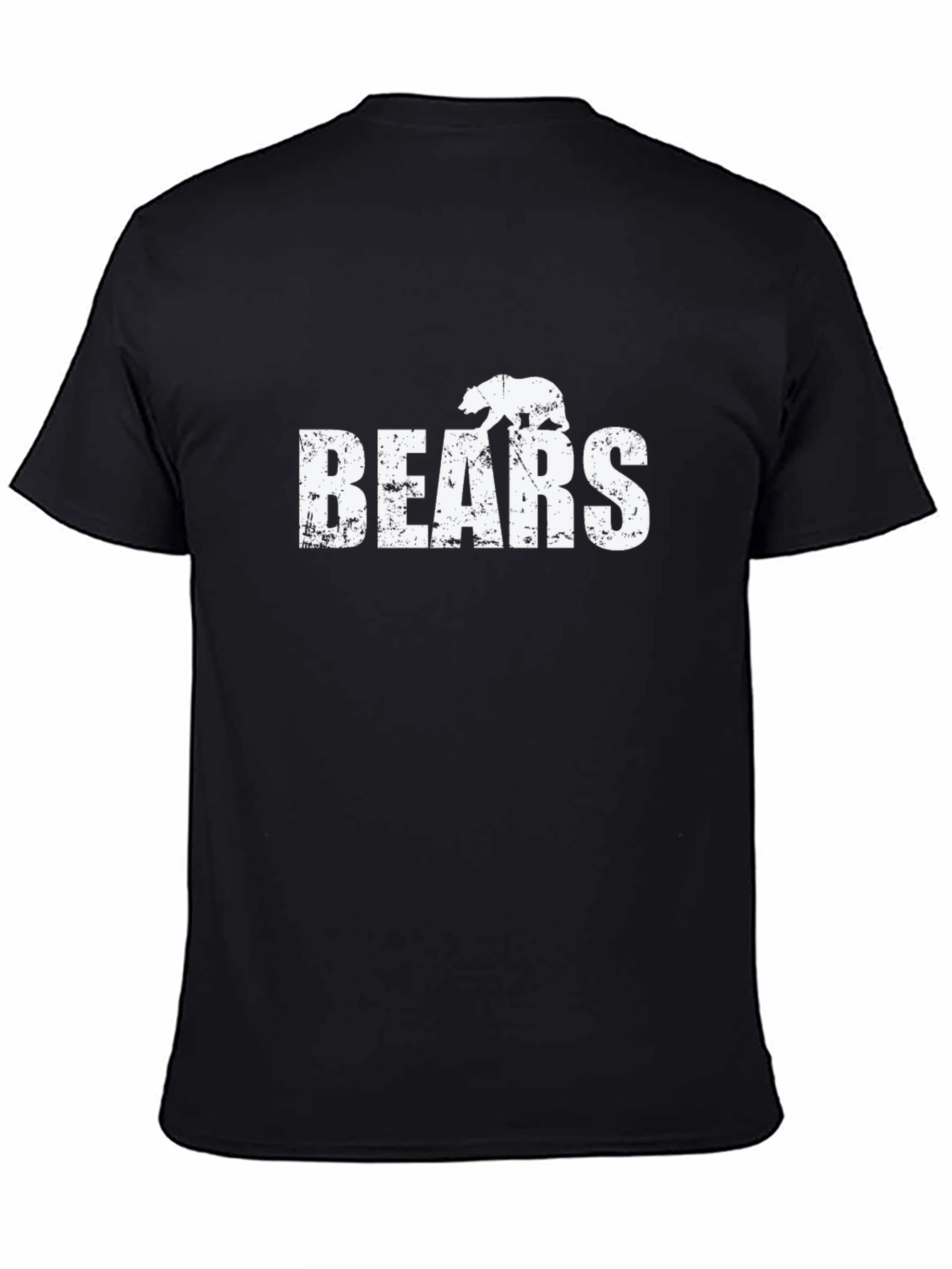 Distressed Bears Graphic Tee - Black Cotton Casual Shirt