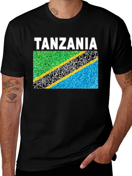 Tanzania Flag Graphic T-Shirt - Black Cotton Tee