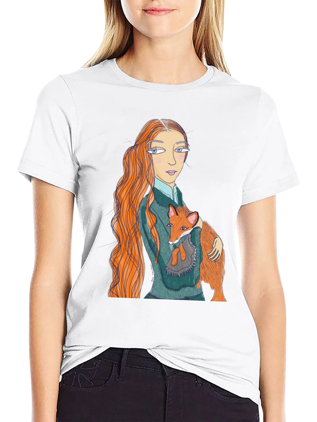 Girl and Fox Graphic Tee - Unique Design