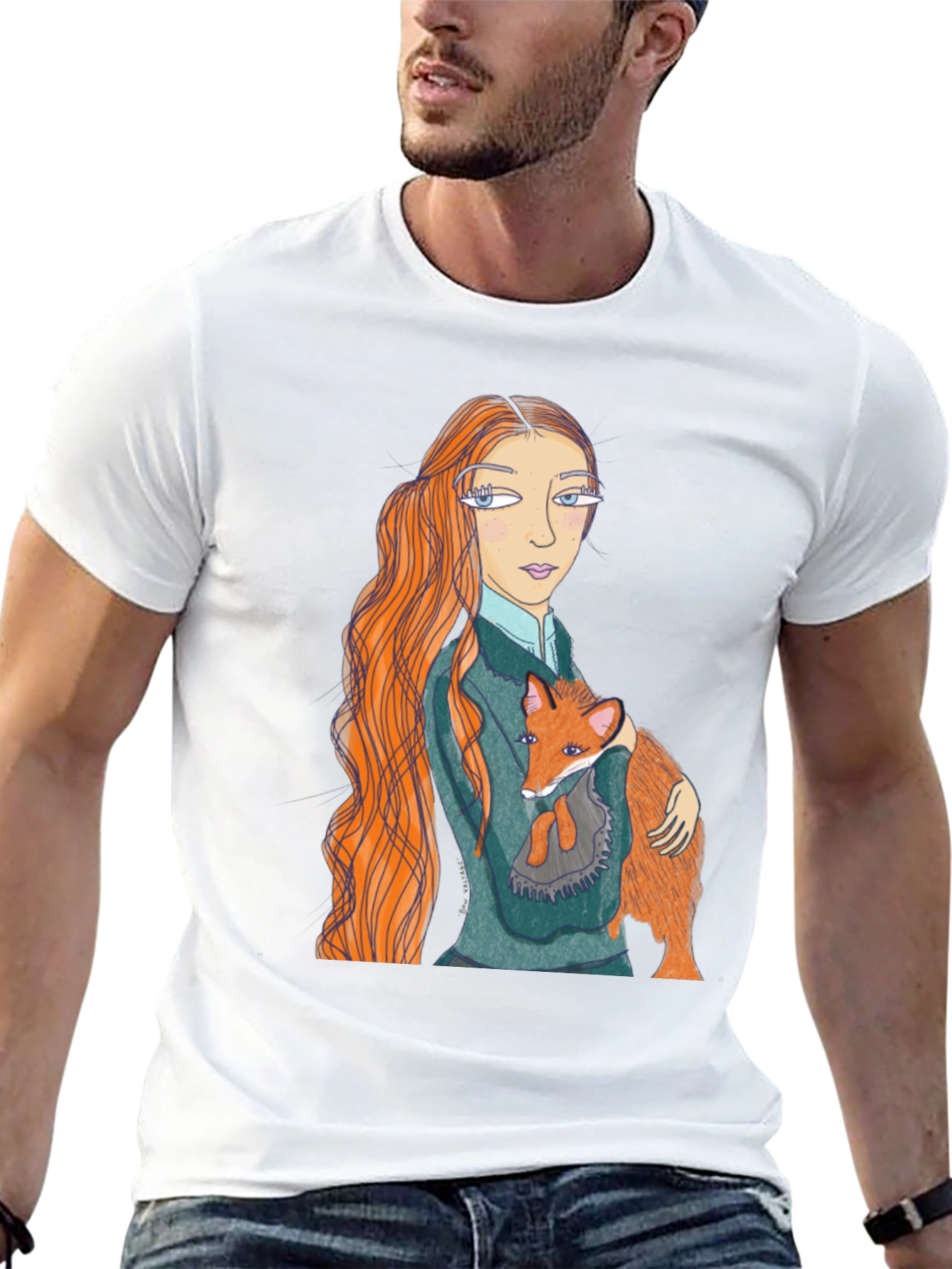 Girl and Fox Graphic Tee - Unique Design