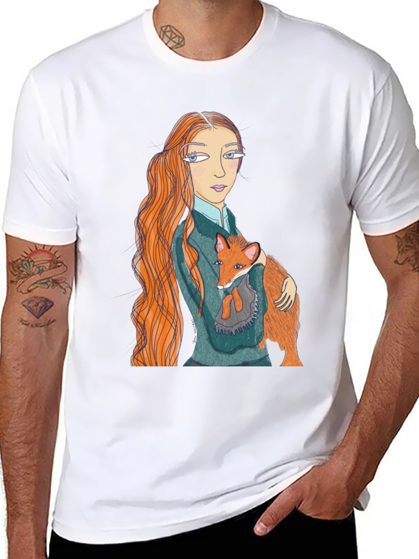 Girl and Fox Graphic Tee - Unique Design