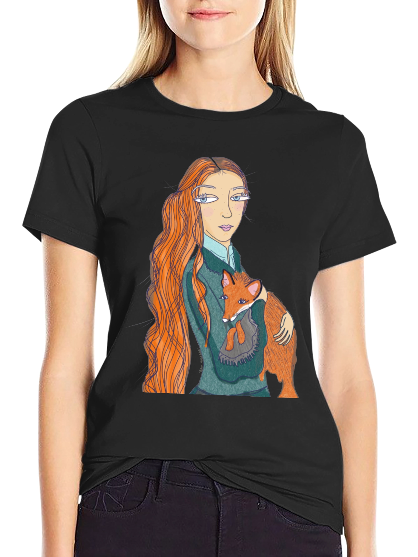 Girl and Fox Graphic Tee - Unique Design