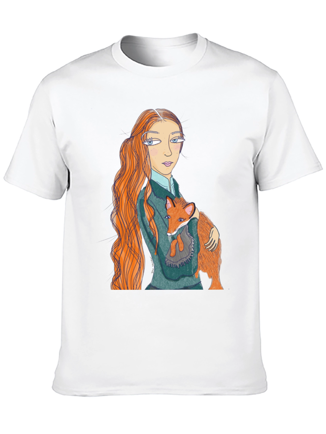 Girl and Fox Graphic Tee - Unique Design