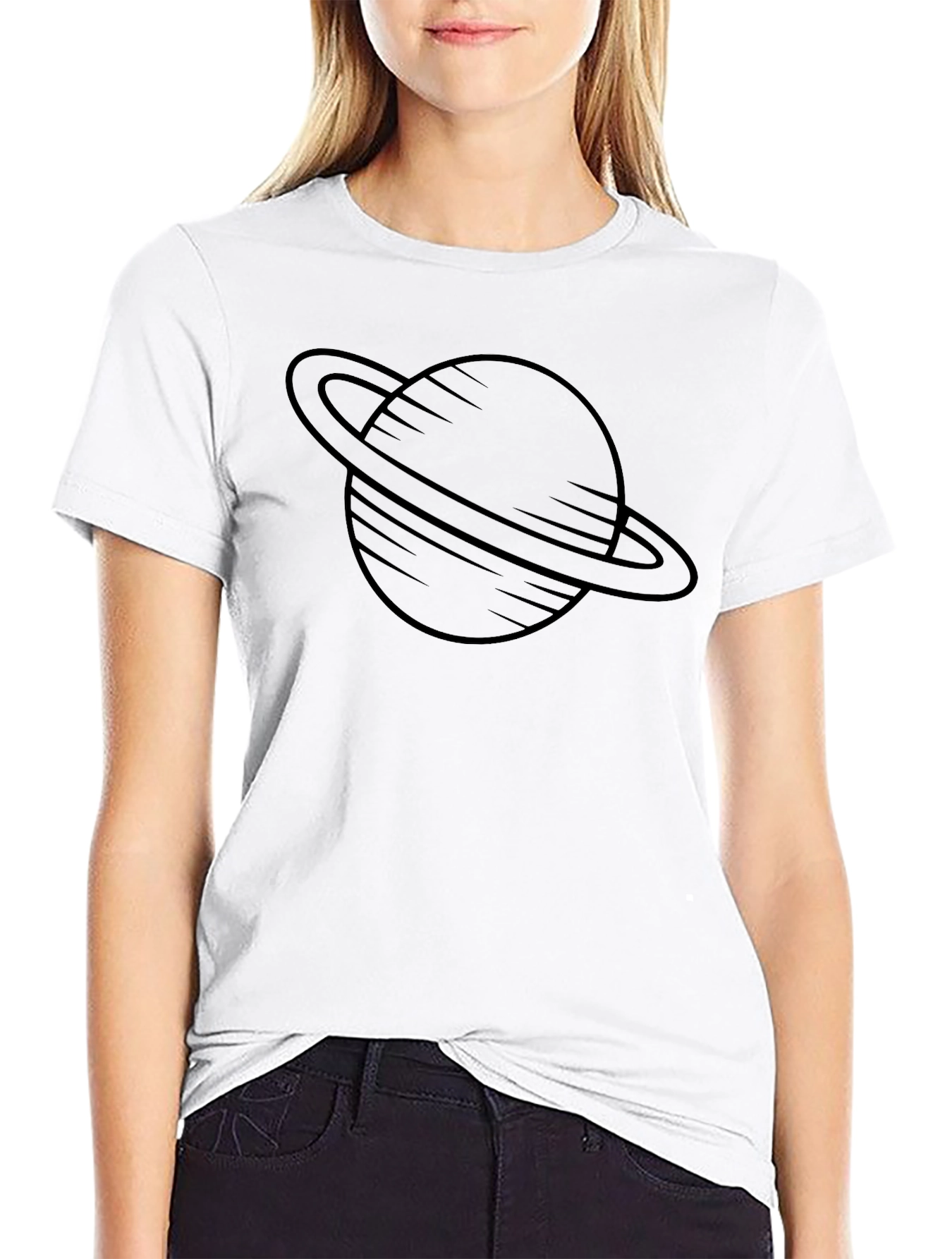 Saturn Graphic Mens Black T-Shirt