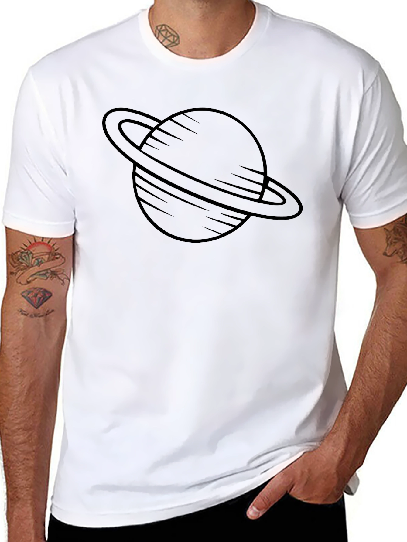 Saturn Graphic Mens Black T-Shirt