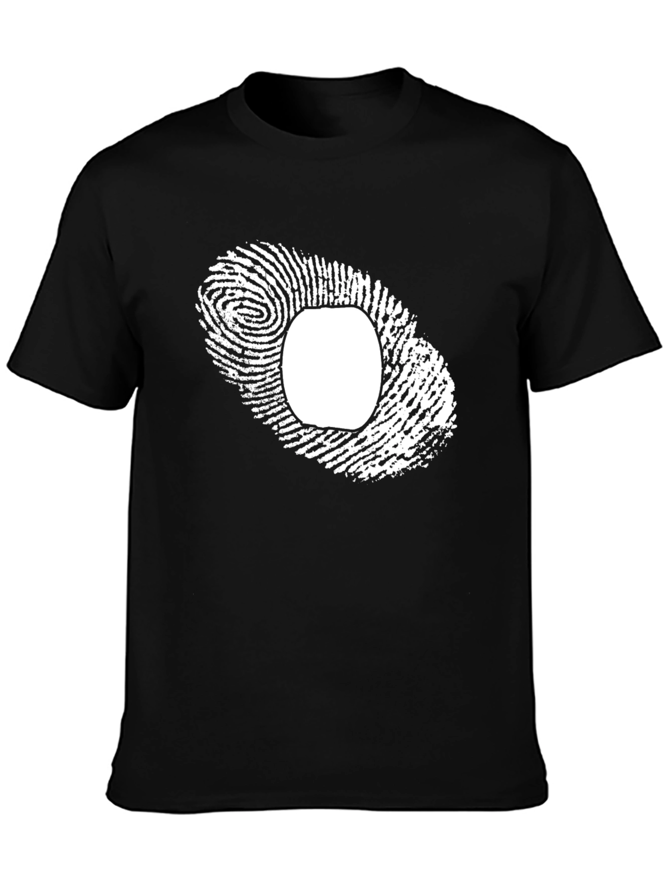 Unique Fingerprint Graphic Tee - Black Cotton Blend