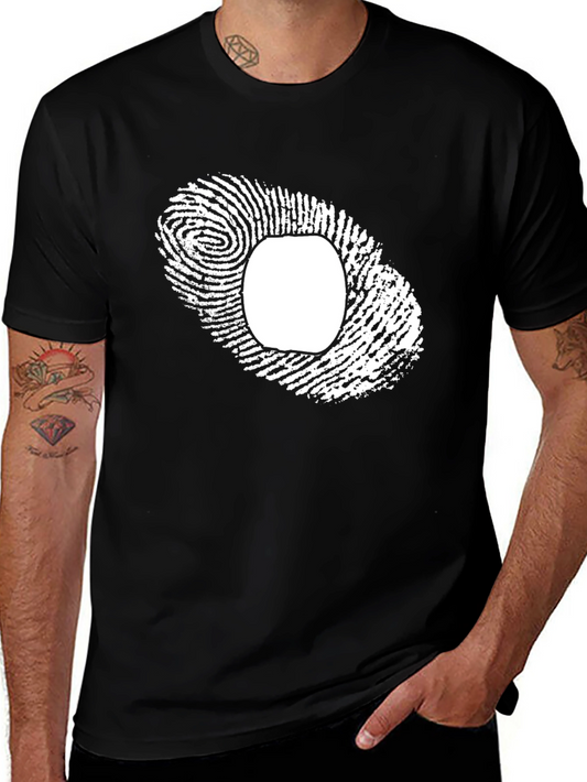 Unique Fingerprint Graphic Tee - Black Cotton Blend