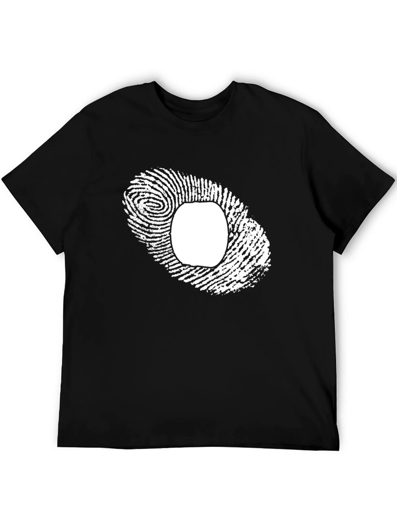 Unique Fingerprint Graphic Tee - Black Cotton Blend