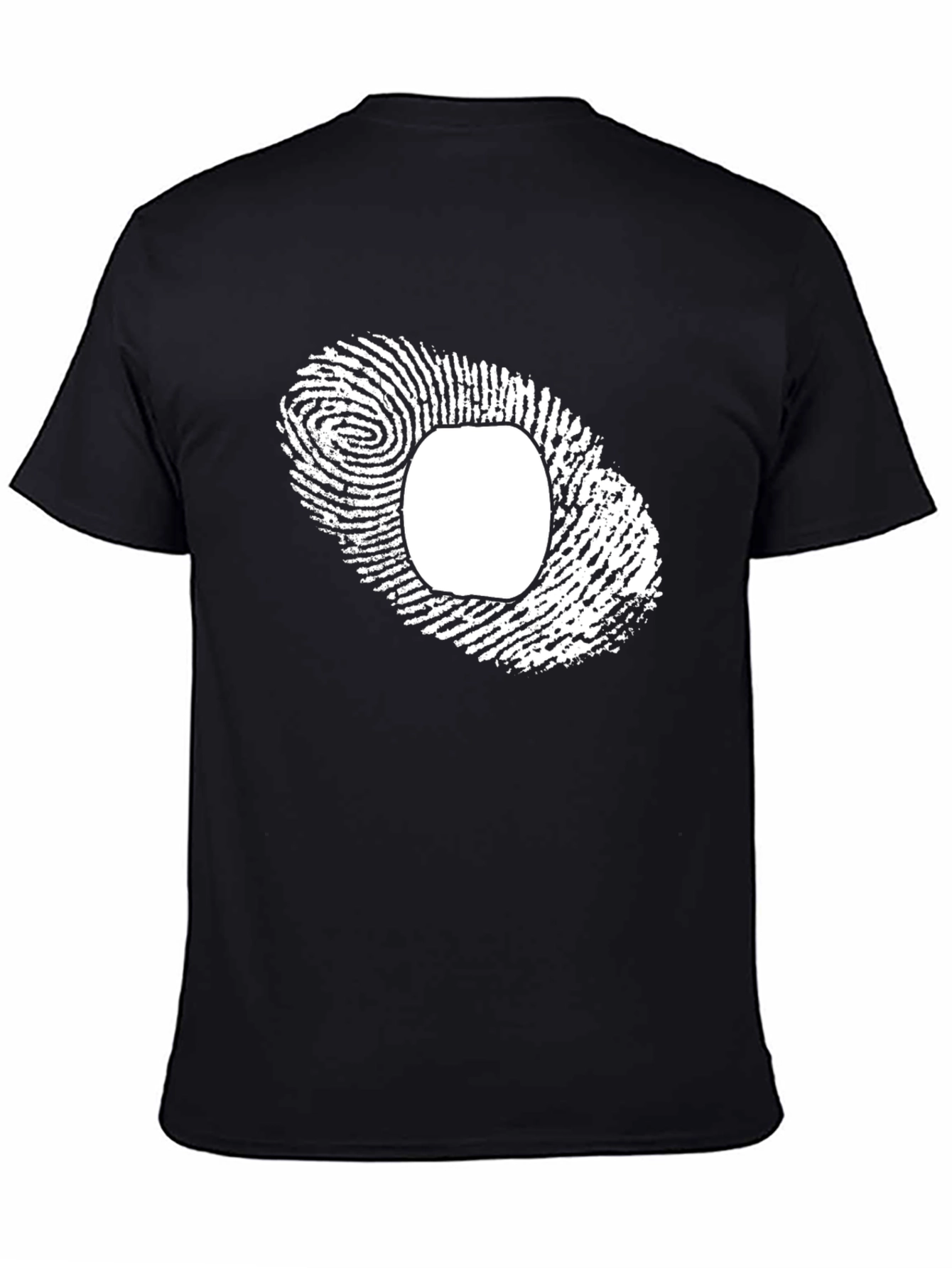 Unique Fingerprint Graphic Tee - Black Cotton Blend