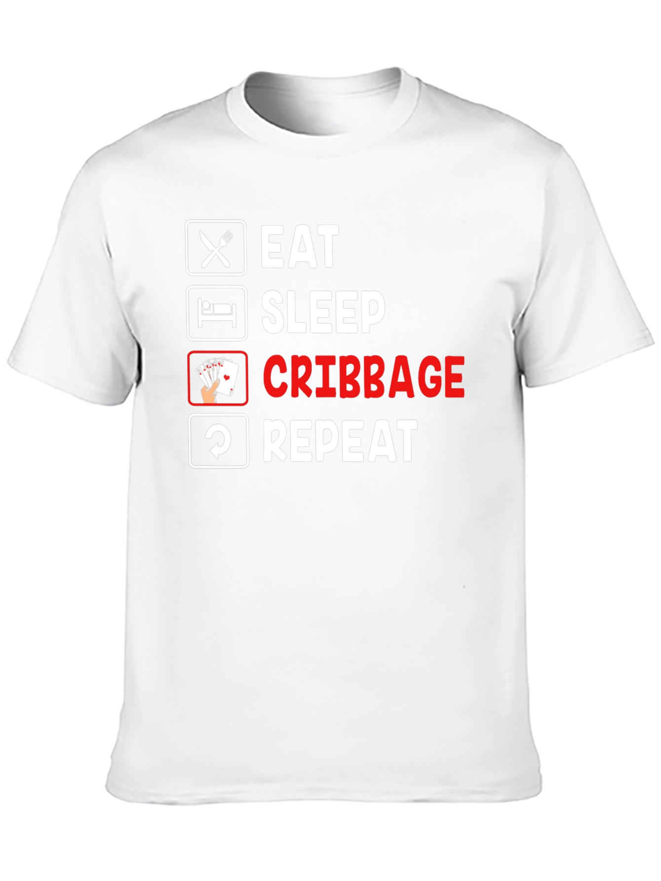 Eat Sleep Cribbage Repeat Black T-Shirt