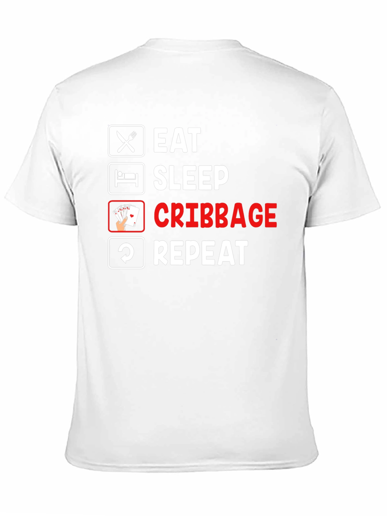 Eat Sleep Cribbage Repeat Black T-Shirt