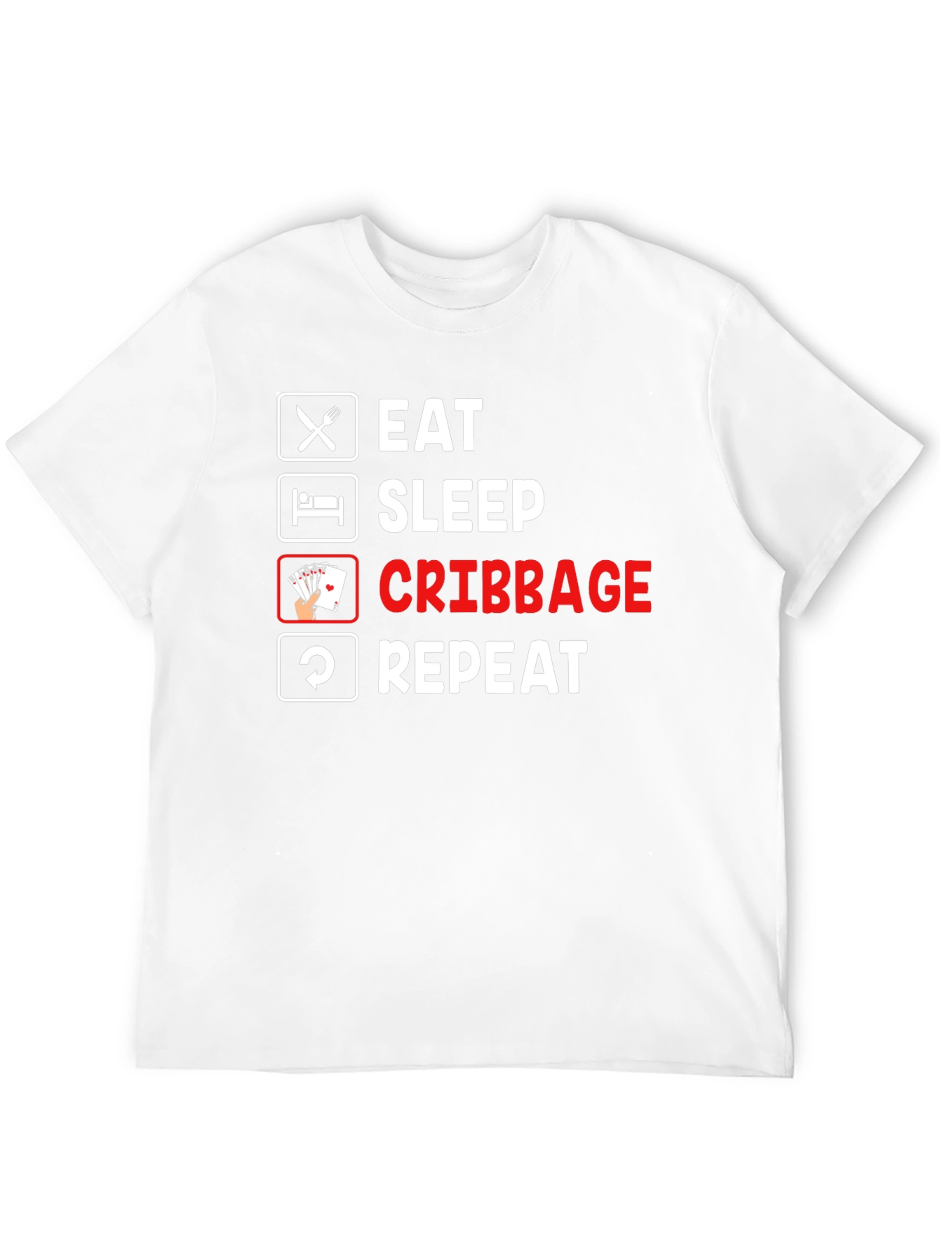 Eat Sleep Cribbage Repeat Black T-Shirt