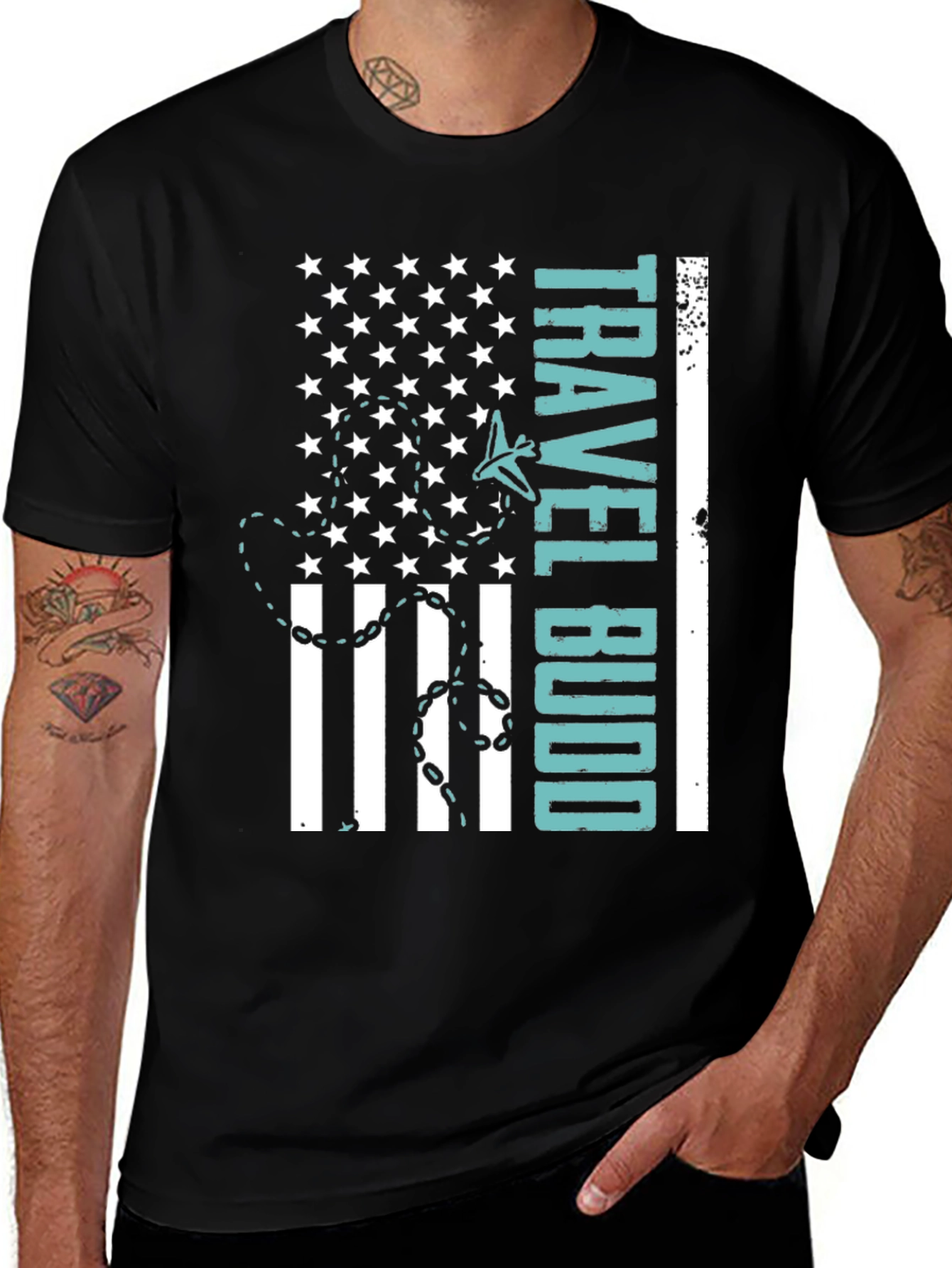 Travel Budd T-Shirt - American Flag Design