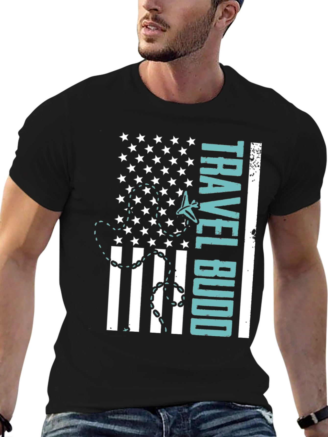 Travel Budd T-Shirt - American Flag Design