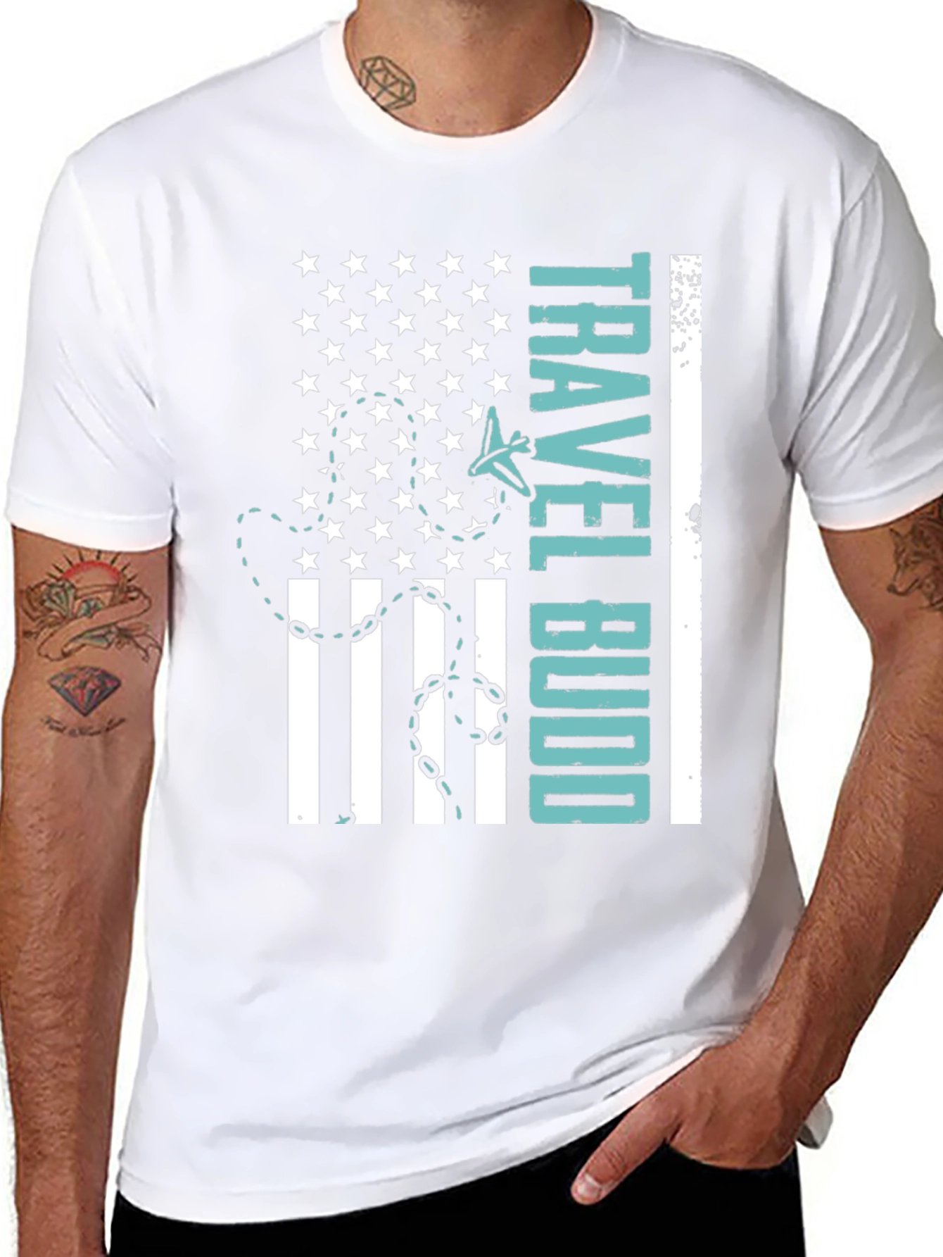 Travel Budd T-Shirt - American Flag Design
