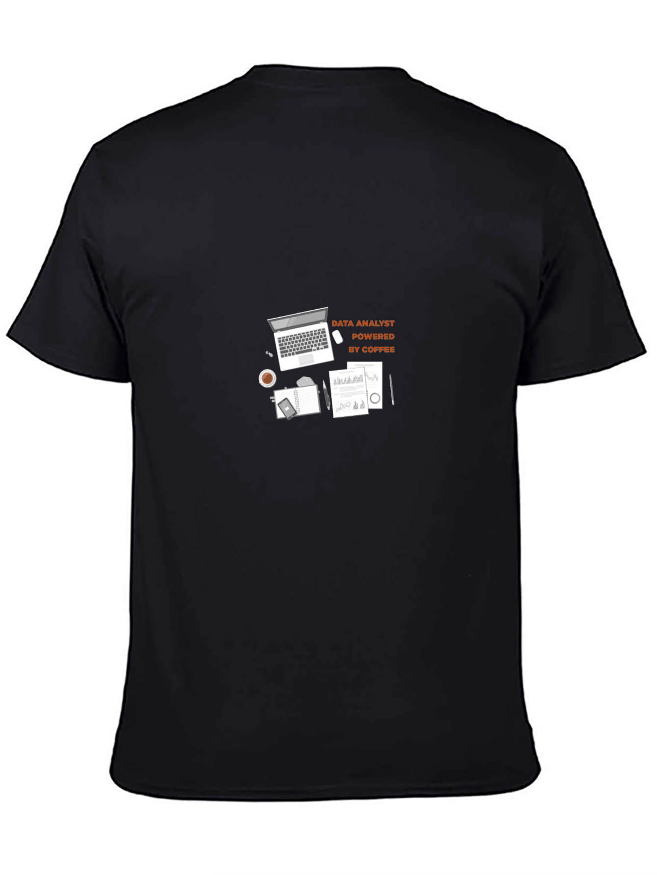 Data Analyst Powered by Coffee Black T-Shirt