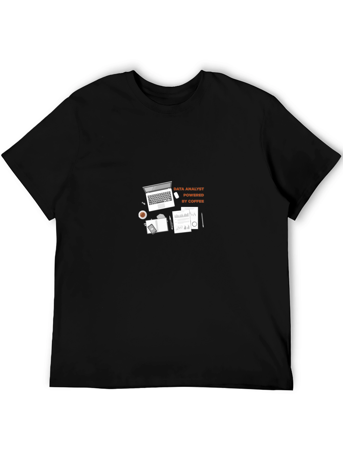Data Analyst Powered by Coffee Black T-Shirt