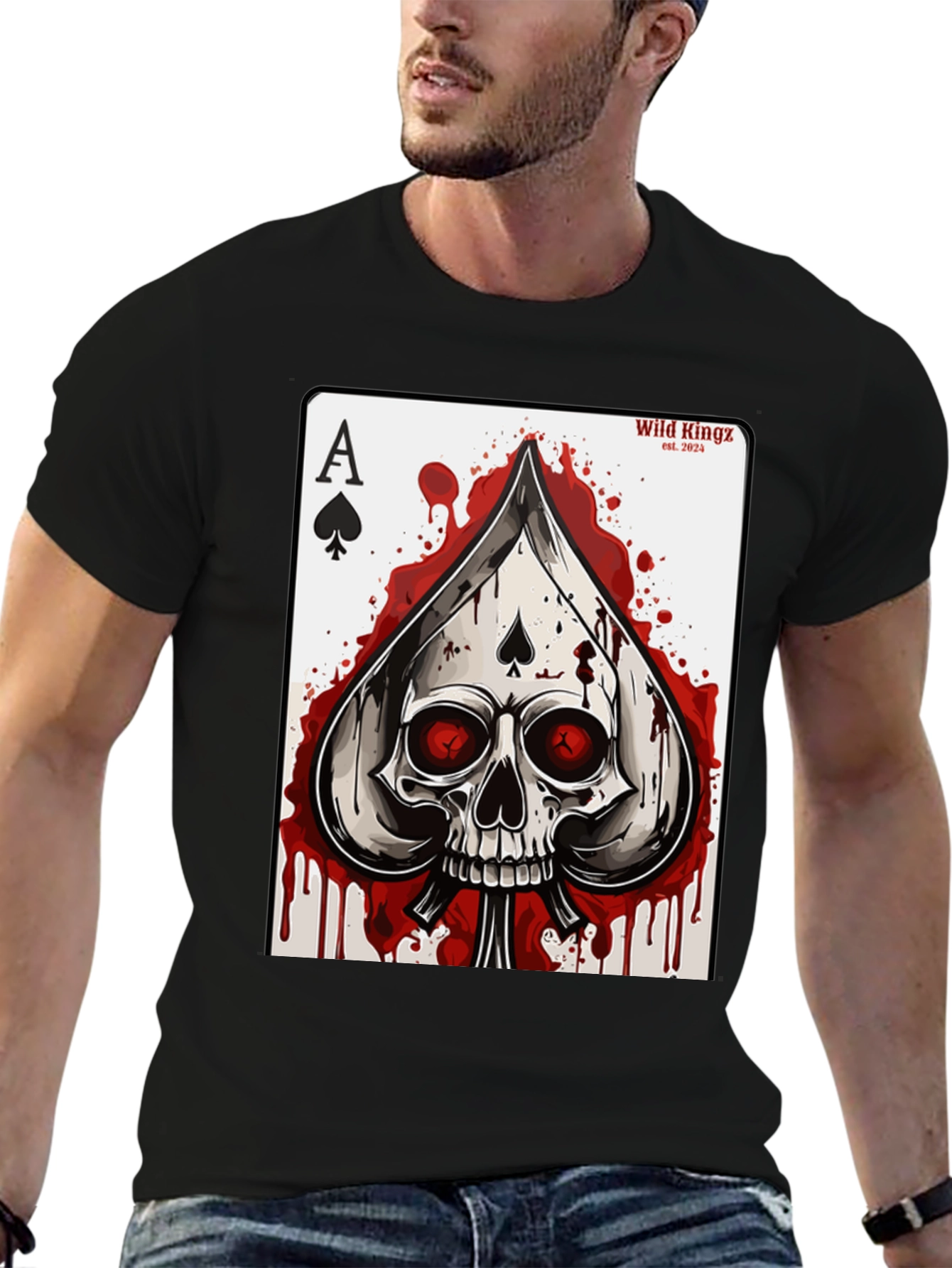Ace of Spades Skull Graphic T-Shirt - Wild Kingz