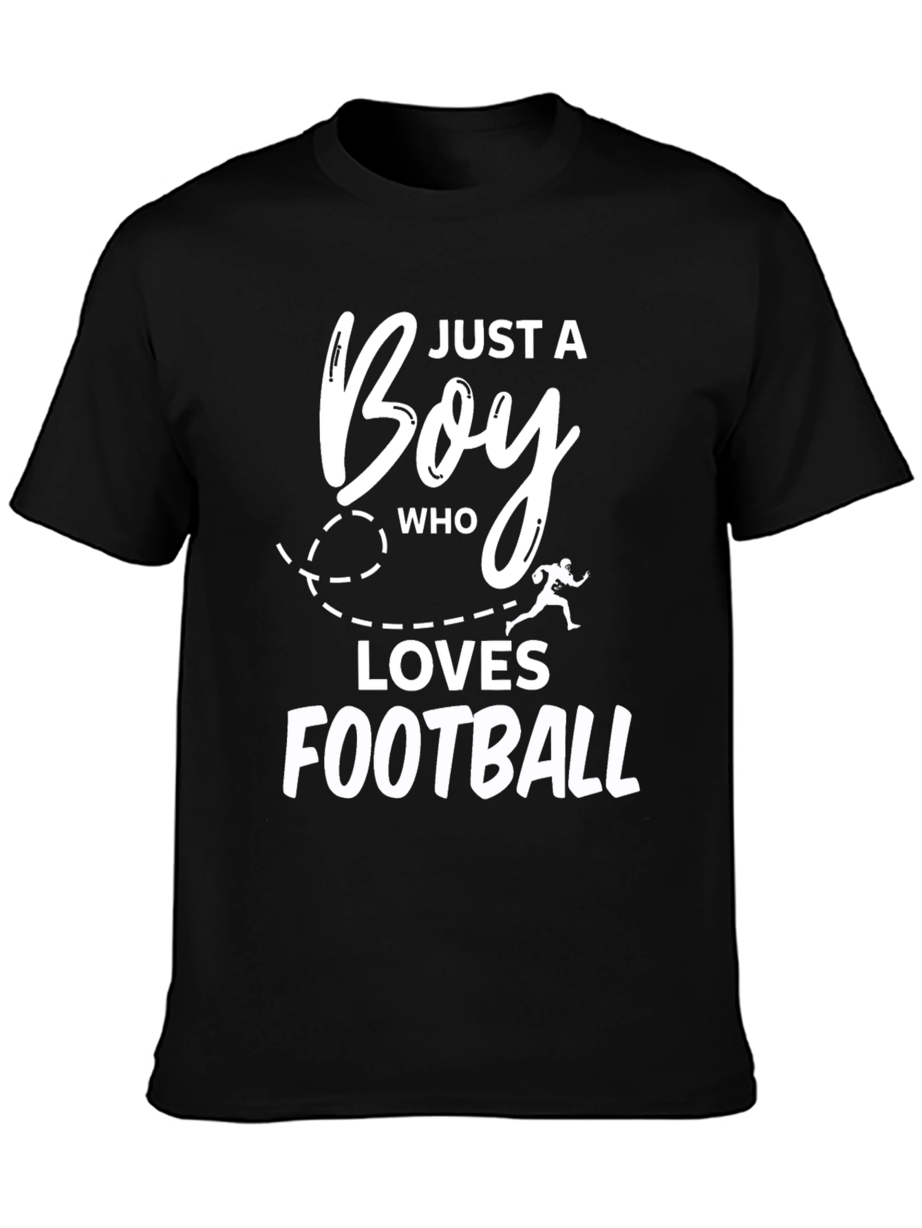 Just a Boy Who Loves Football Black T-Shirt