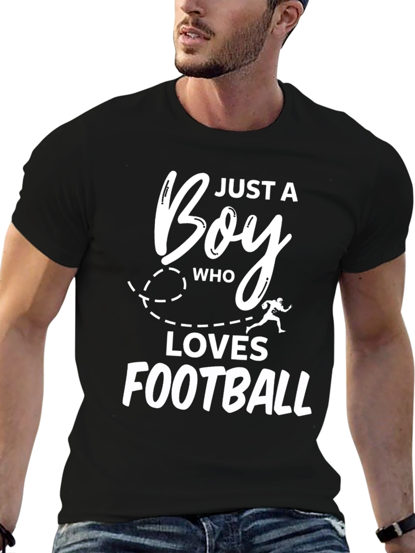 Just a Boy Who Loves Football Black T-Shirt