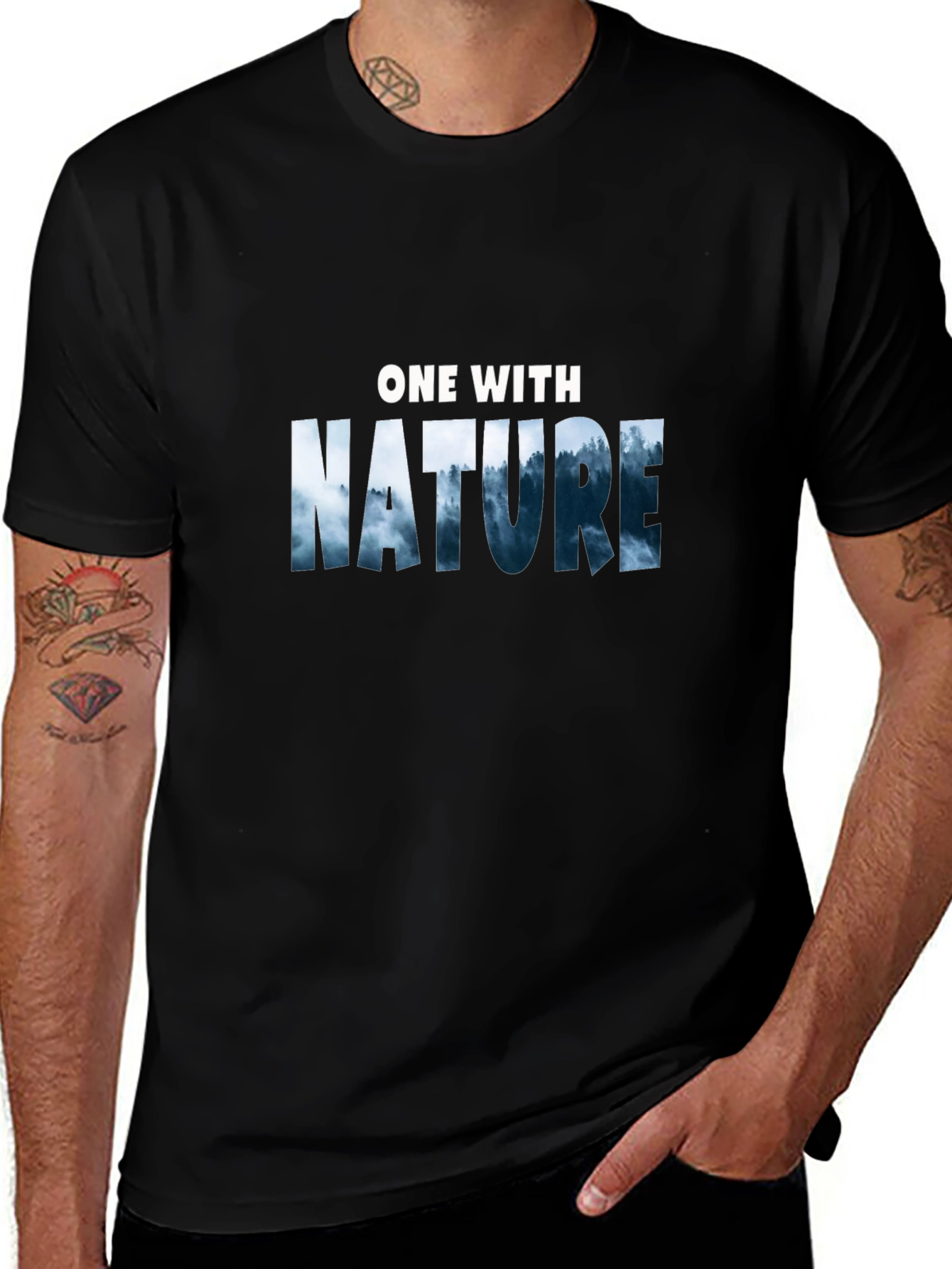 Nature Graphic Tee -  One with Nature Black T-Shirt