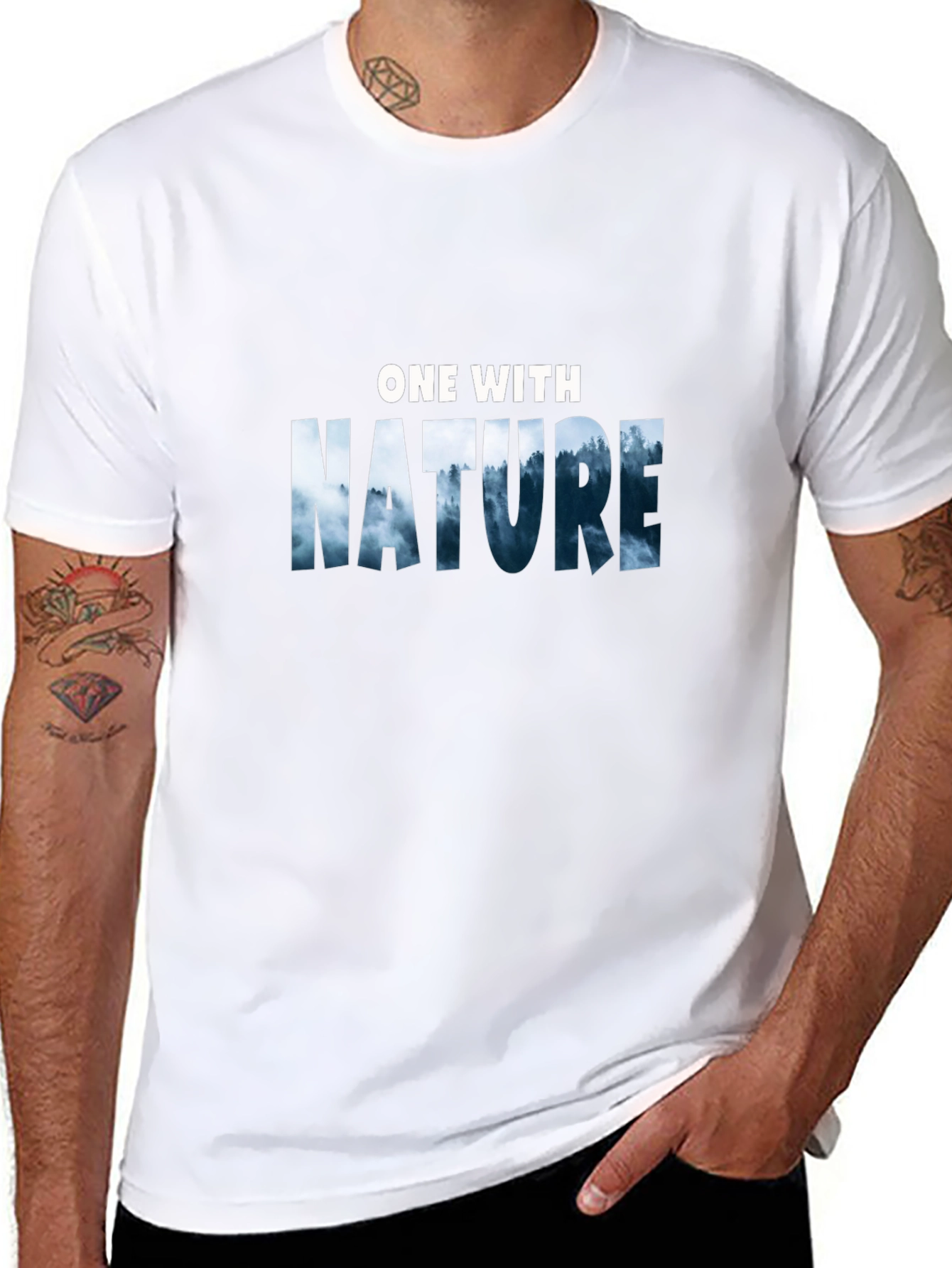 Nature Graphic Tee -  One with Nature Black T-Shirt