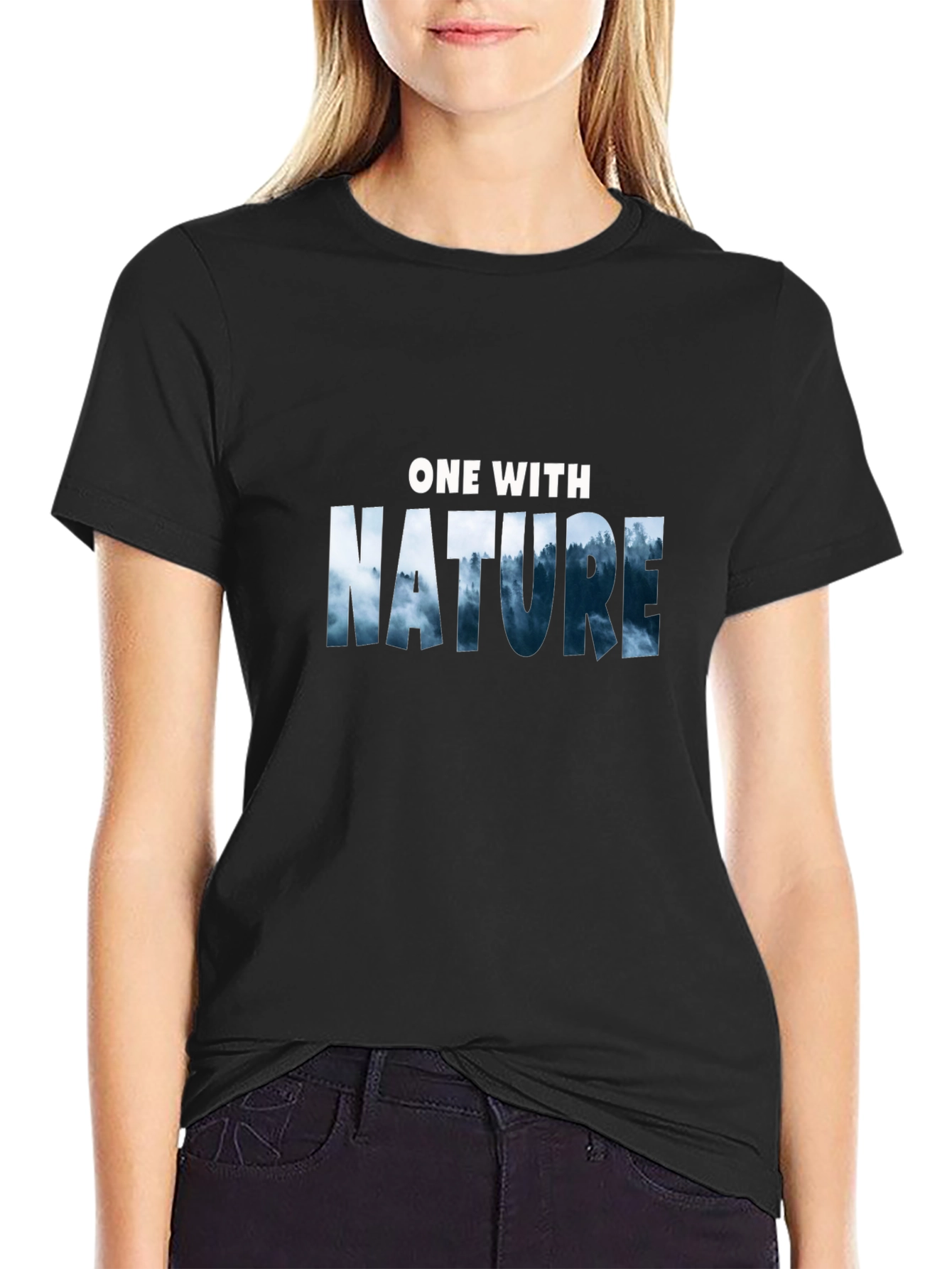 Nature Graphic Tee -  One with Nature Black T-Shirt
