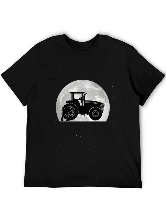Tractor & Moon Graphic Tee - Black