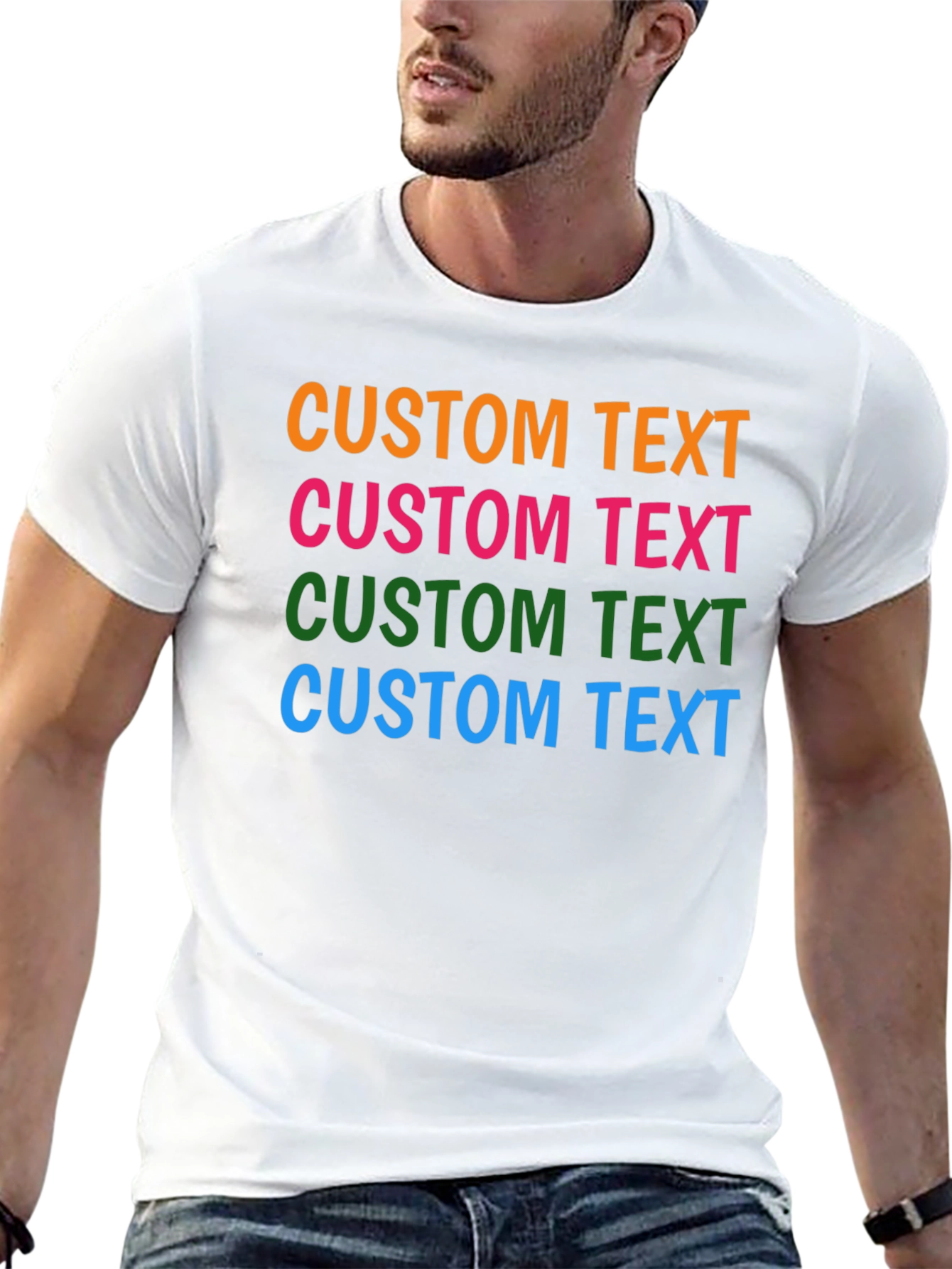 Custom Text Black Cotton T-Shirt