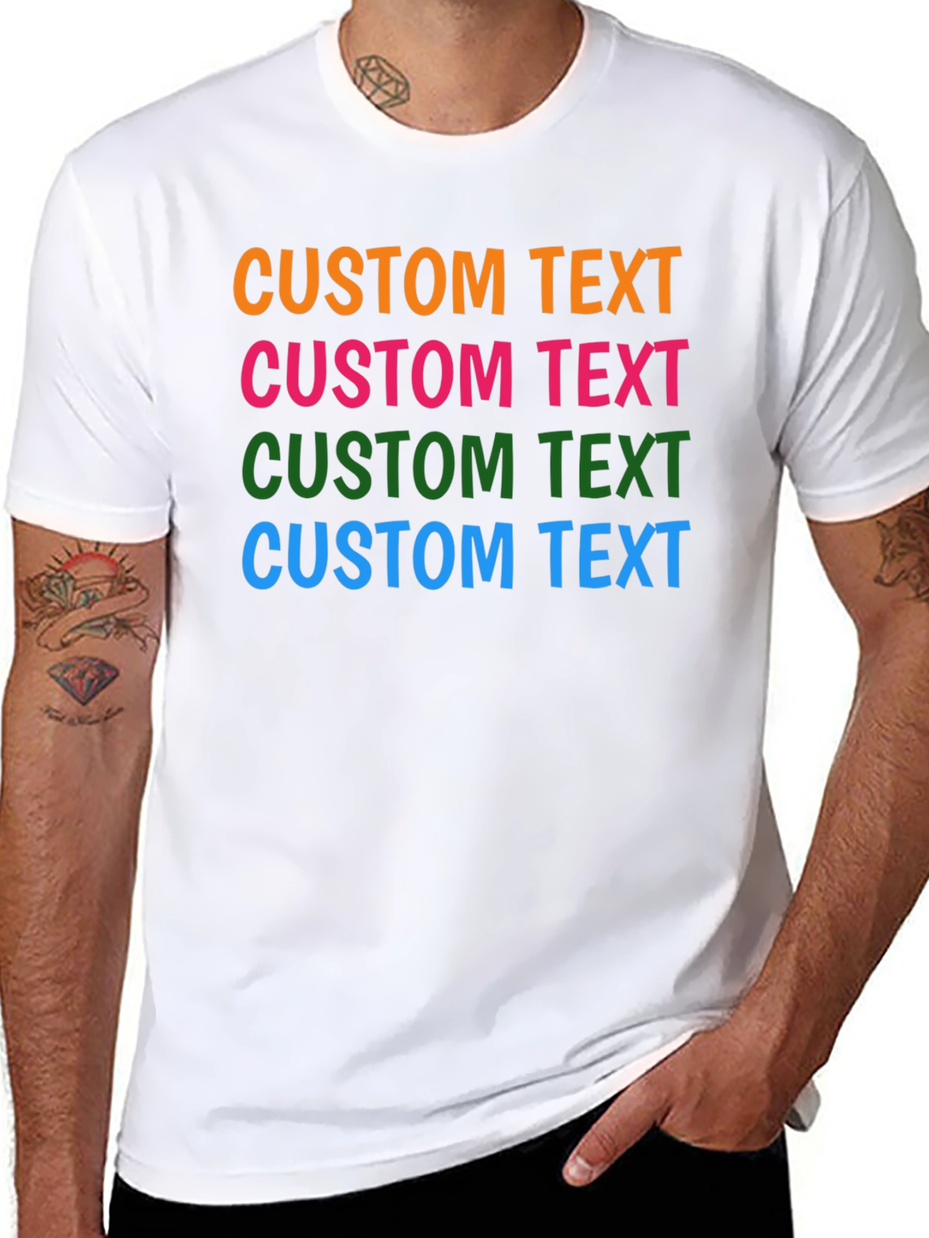 Custom Text Black Cotton T-Shirt