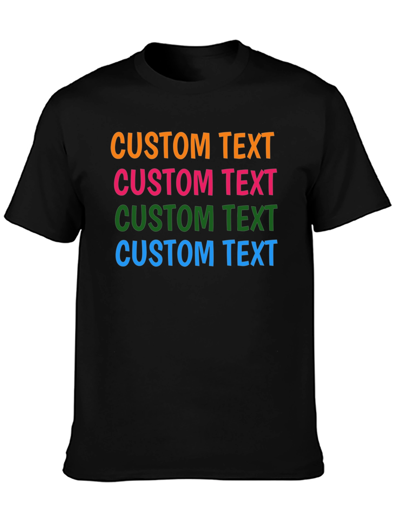 Custom Text Black Cotton T-Shirt