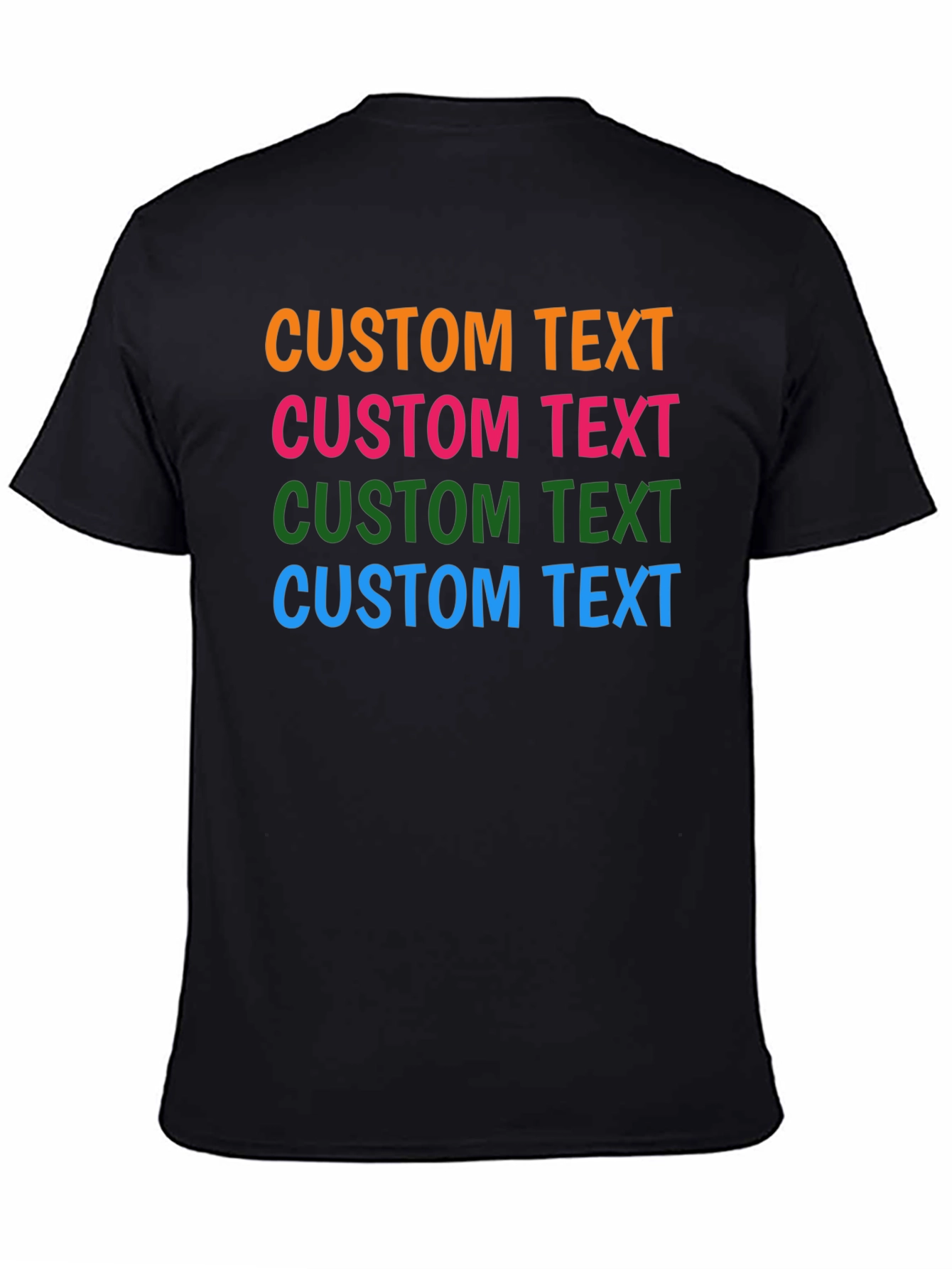 Custom Text Black Cotton T-Shirt
