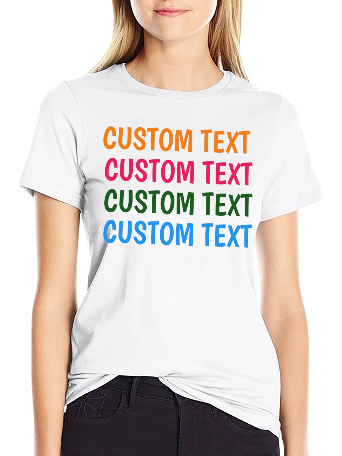 Custom Text Black Cotton T-Shirt