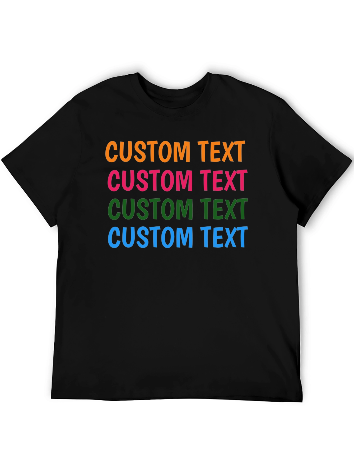 Custom Text Black Cotton T-Shirt
