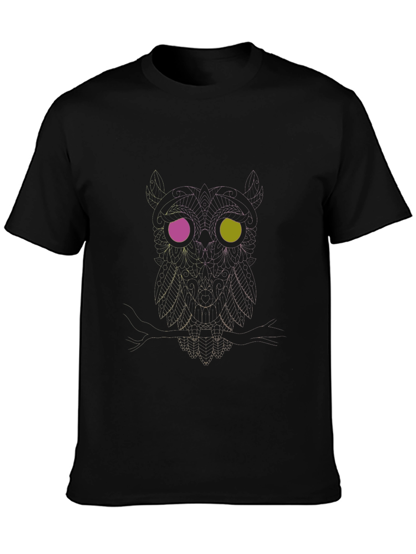 Mystic Owl Graphic Print Black T-Shirt