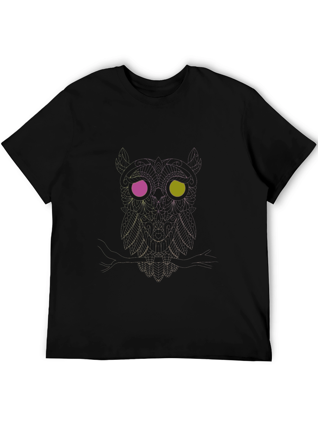 Mystic Owl Graphic Print Black T-Shirt
