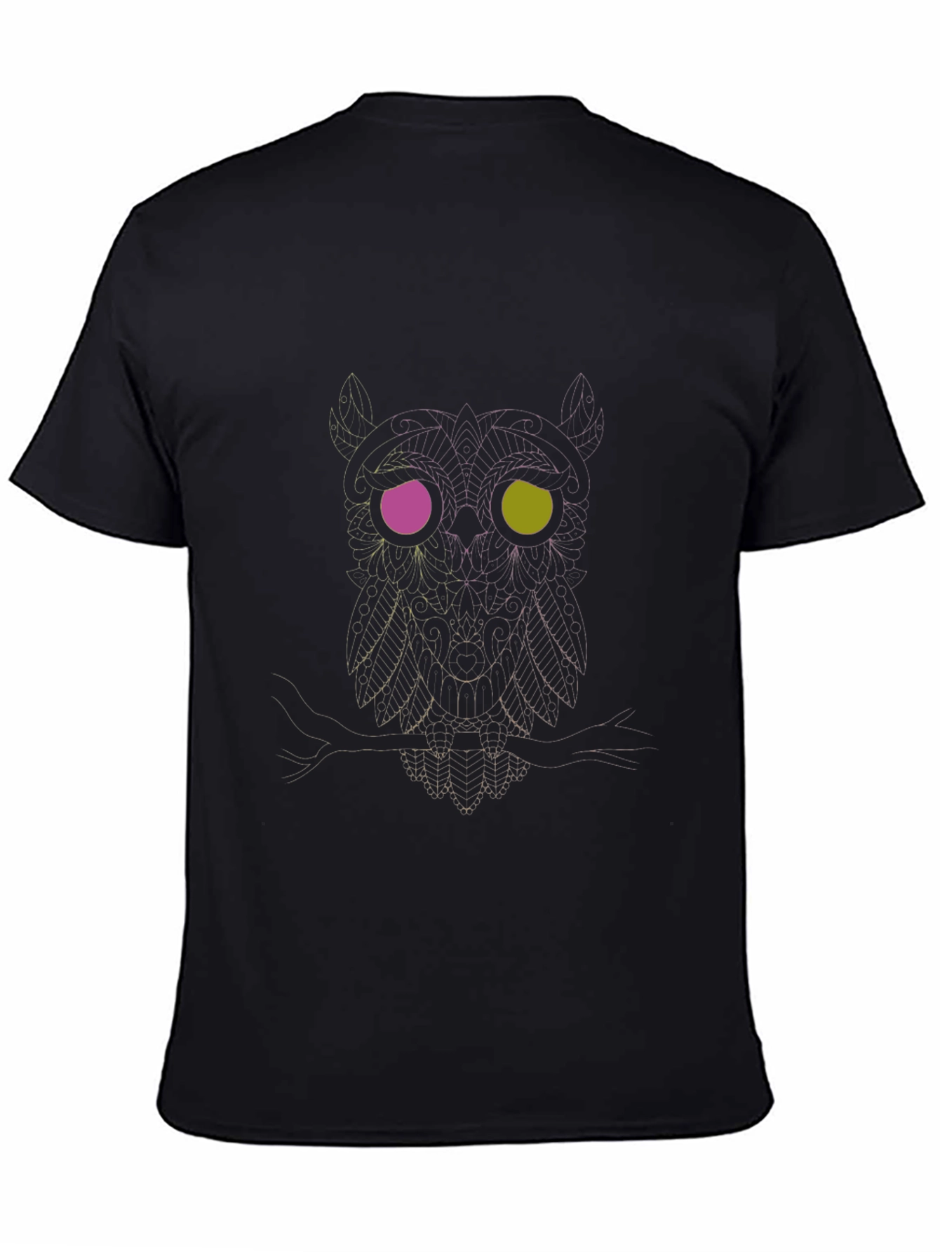 Mystic Owl Graphic Print Black T-Shirt