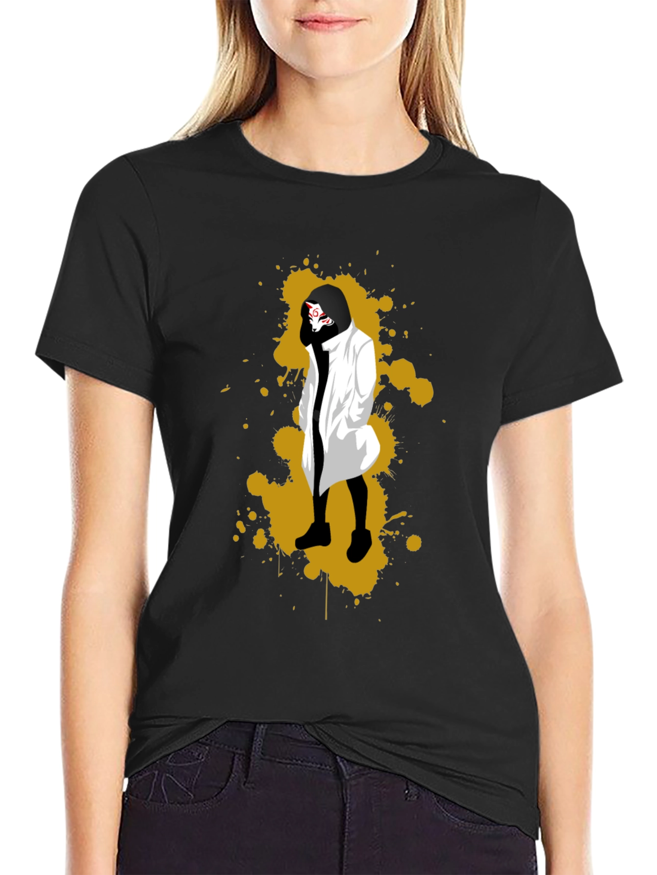 Stylish Anime Graphic Black T-Shirt