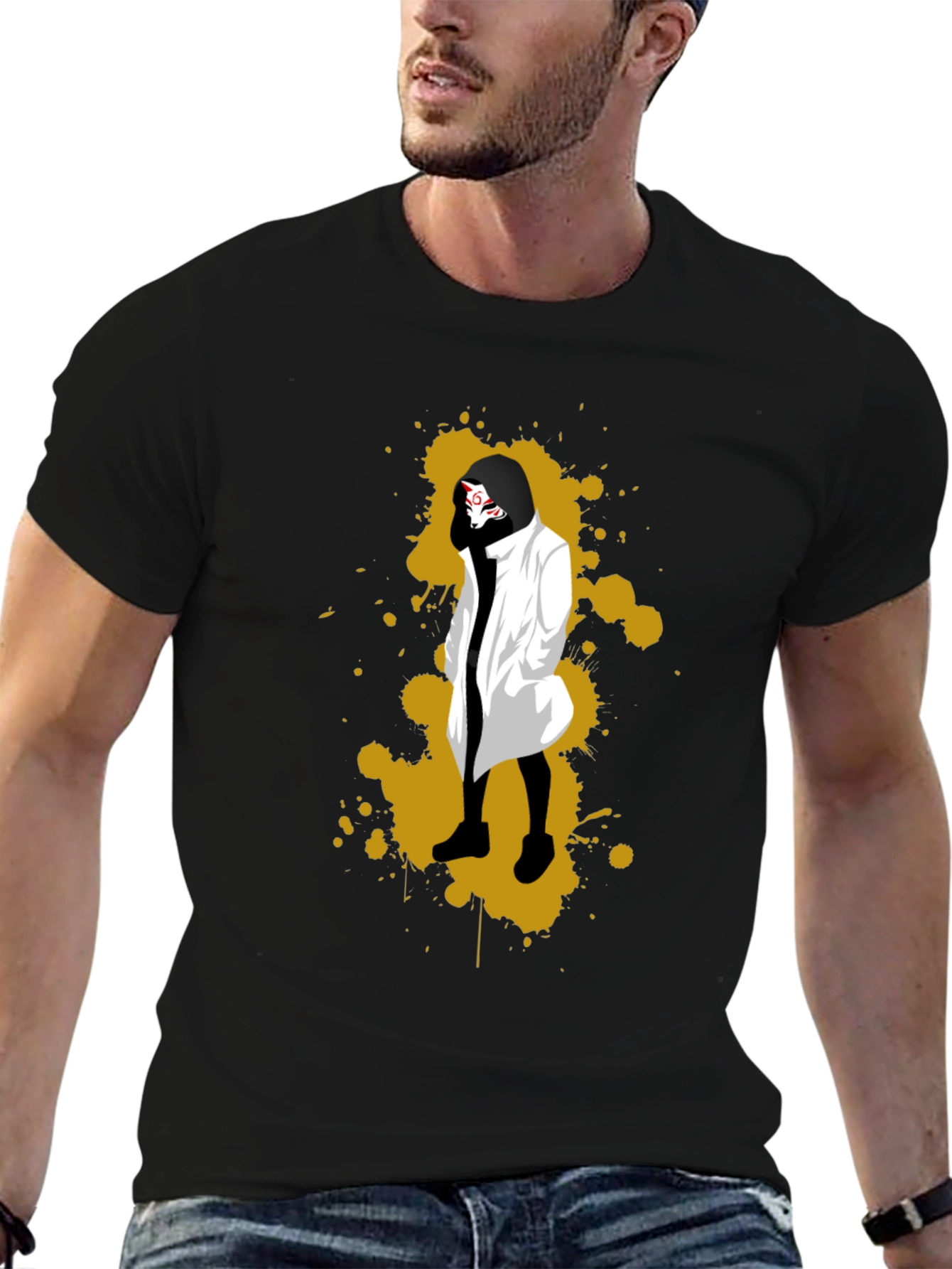 Stylish Anime Graphic Black T-Shirt