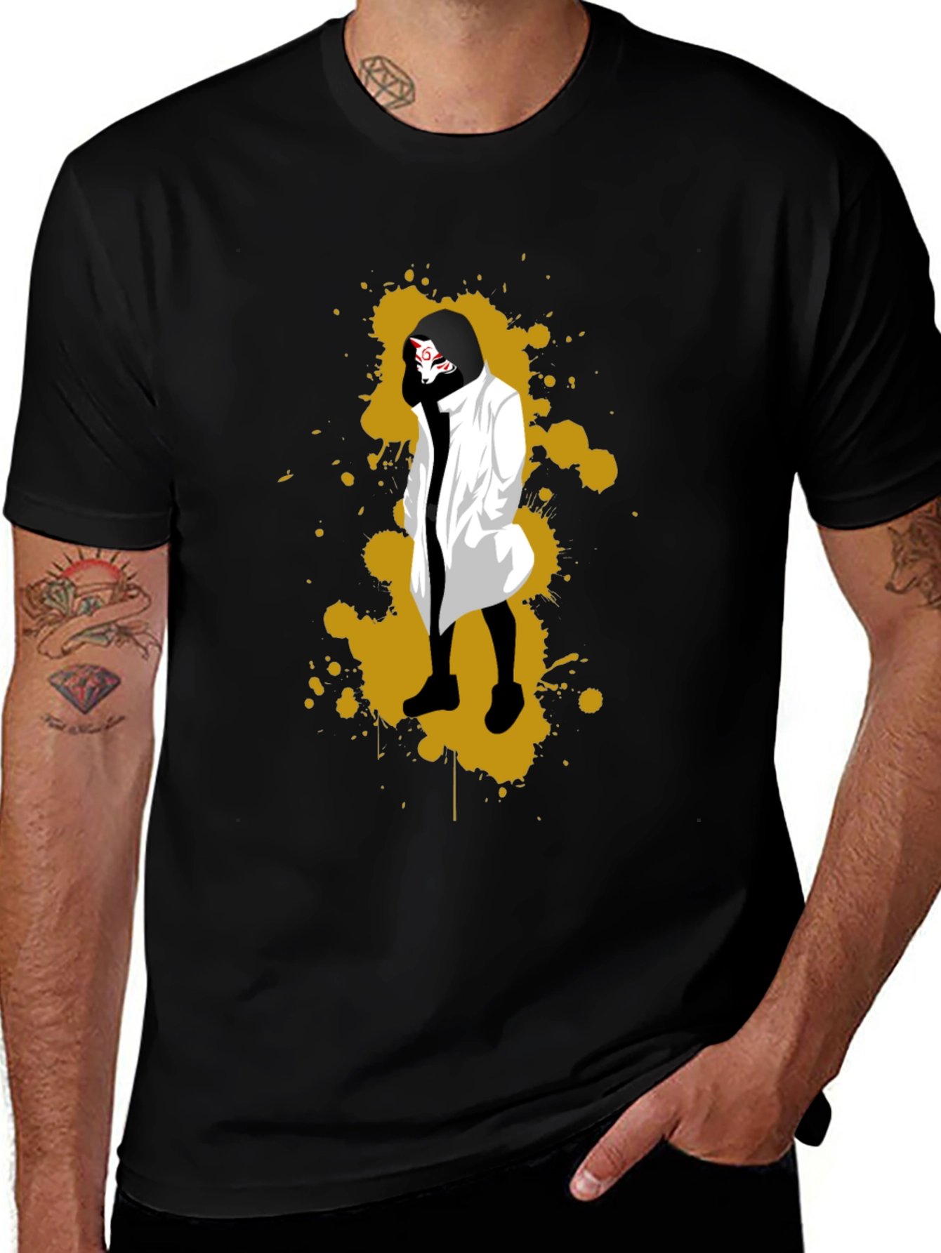 Stylish Anime Graphic Black T-Shirt