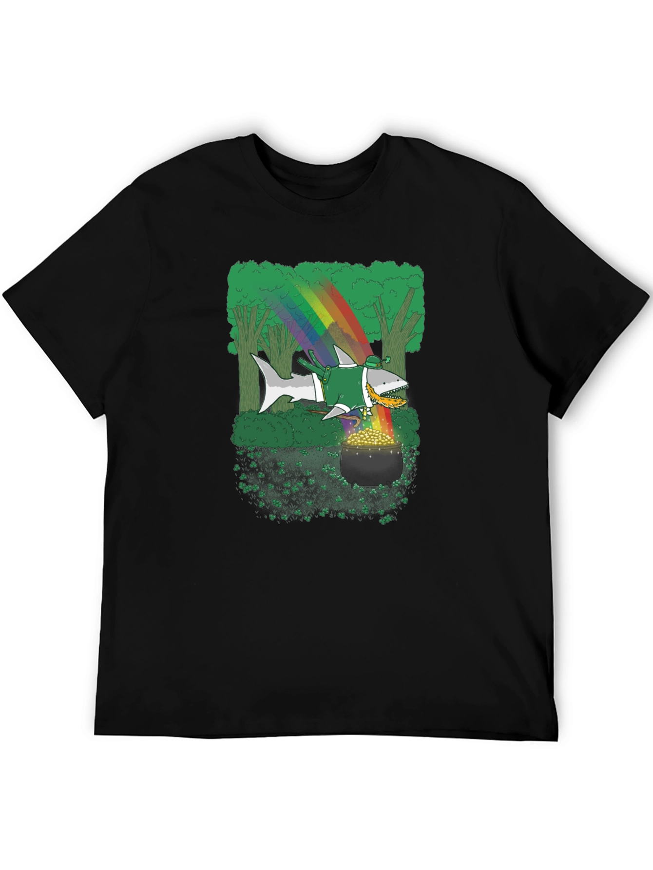 St. Patricks Day Shark Rainbow Gold T-Shirt