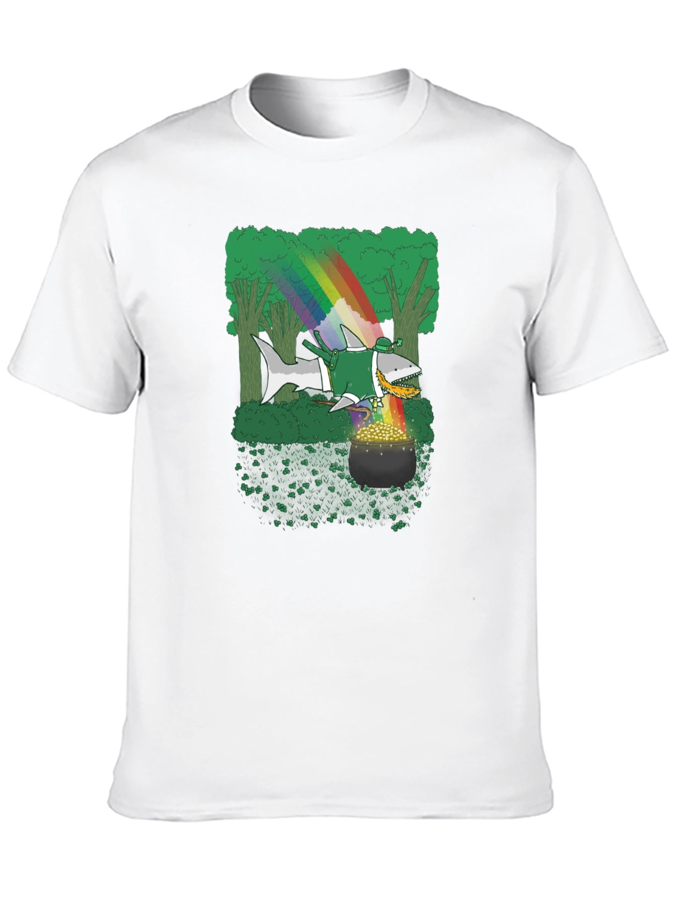 St. Patricks Day Shark Rainbow Gold T-Shirt