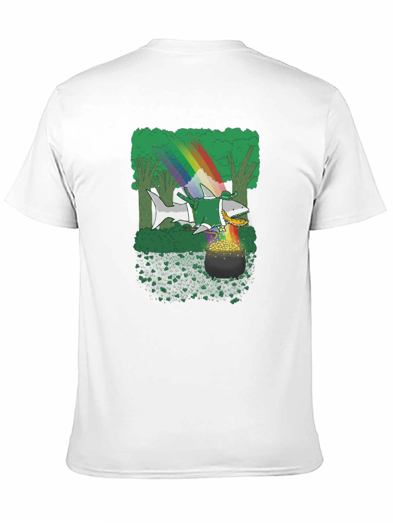 St. Patricks Day Shark Rainbow Gold T-Shirt