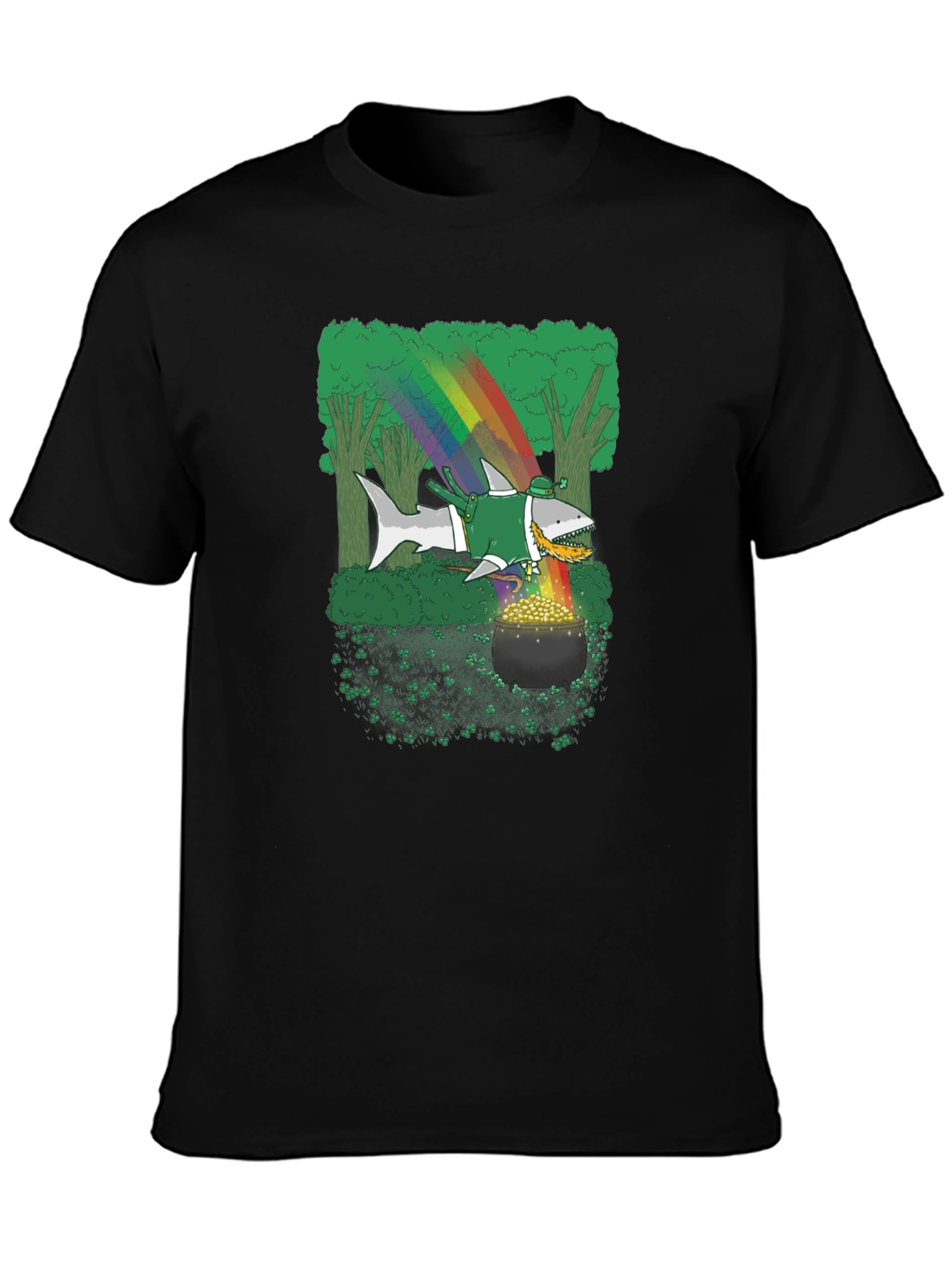 St. Patricks Day Shark Rainbow Gold T-Shirt