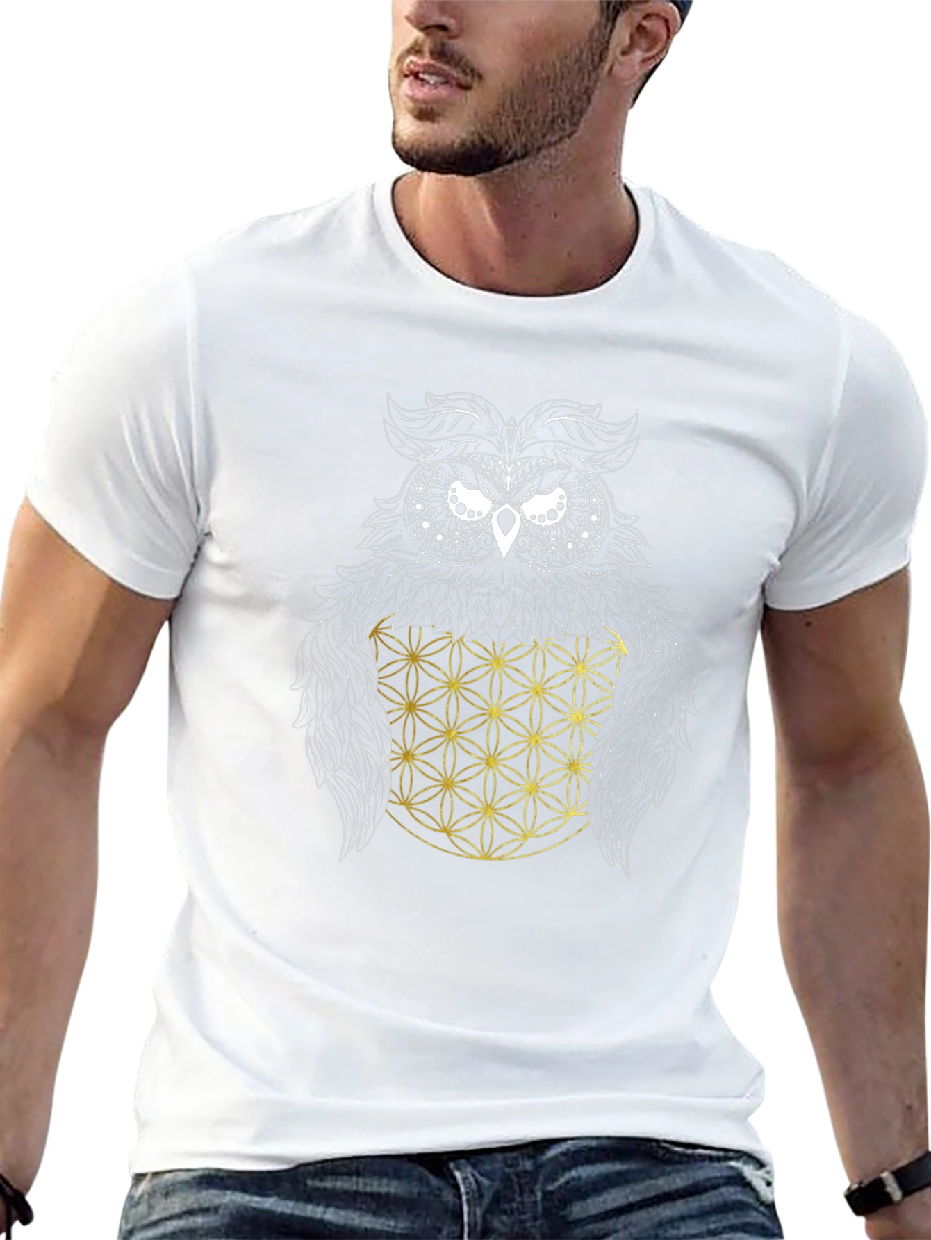Owl Geometric Graphic Print Tee