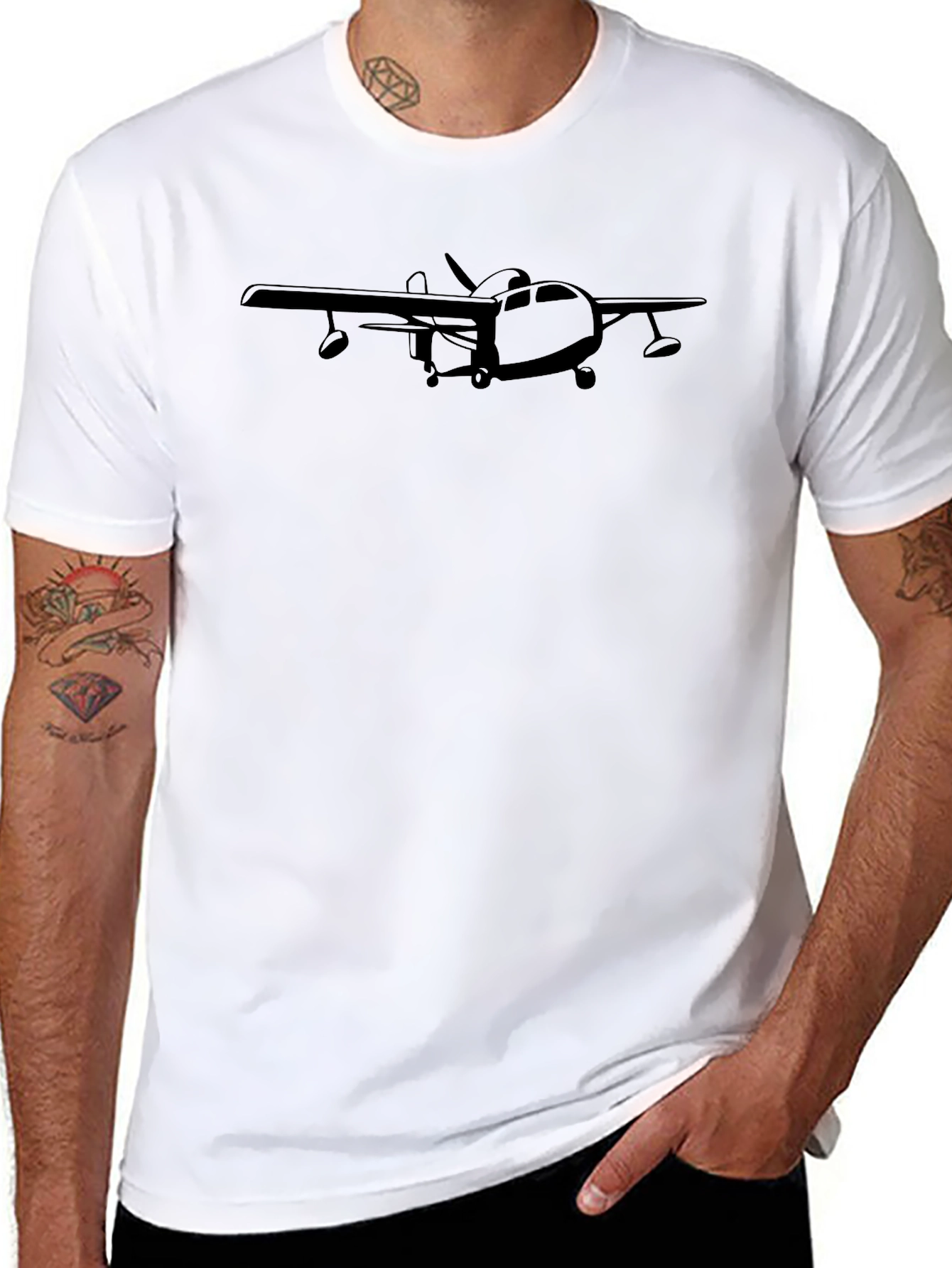 Black Airplane Graphic Tee - Aviation Enthusiast Apparel
